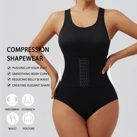 Women Bodysuit Shapewear with Zipper Belt Tummy Control Fajas Body Shaper Snap Crotch Waist Trainer Slimming Cincher Corset Tops 5