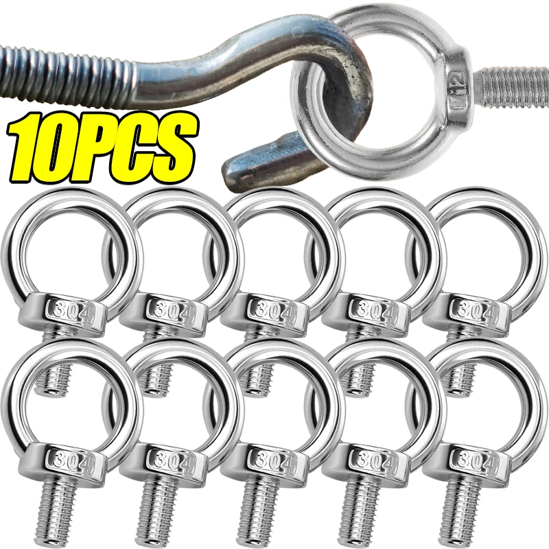 

M4 M5 M6 M8 Lifting Eye Screws Extended Eyebolts Stainless Steel Rigging Anchoring Marine Fastener Accessories Easy Installation