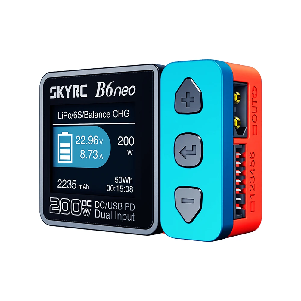 SKYRC B6neo Charger XT60/PD Dual DC Inputs 200W Charging Power SK-100198 For RC Car Model Aircraft Battery