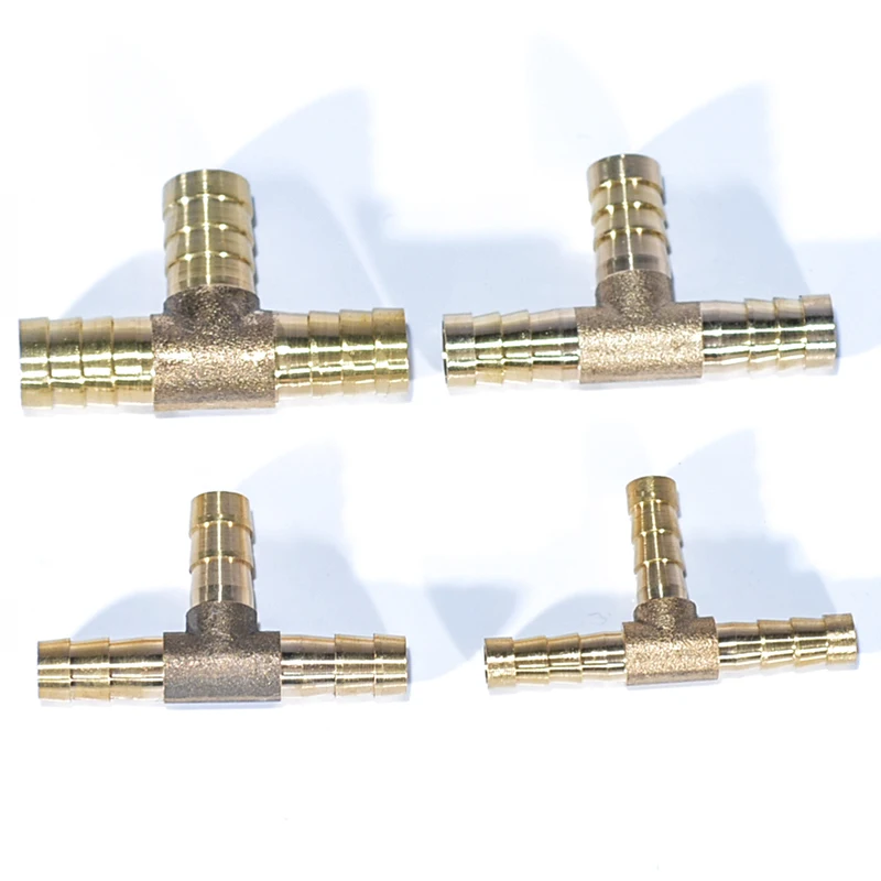 6mm 8mm 10mm 12mm Solid Brass T Piece 3-drożne złącze węża paliwowego do powietrza Olej Gaz Paliwo Używcze Mosiężne złącze rurowe Barb