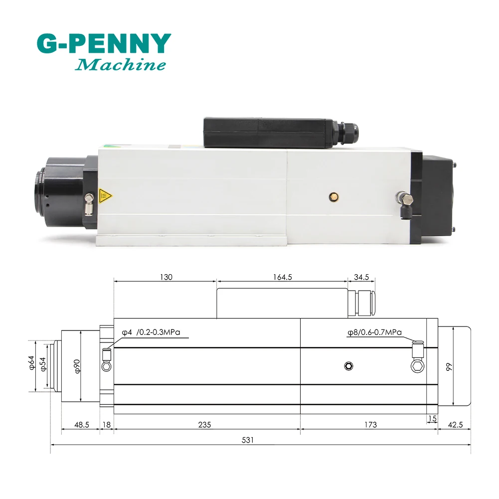 G-PENNY 6.0KW ISO30 ATC Air coolling spindle motor 800Hz 4pole 220v/380v Automatic with 7.5KW FuLing Inverter vfd