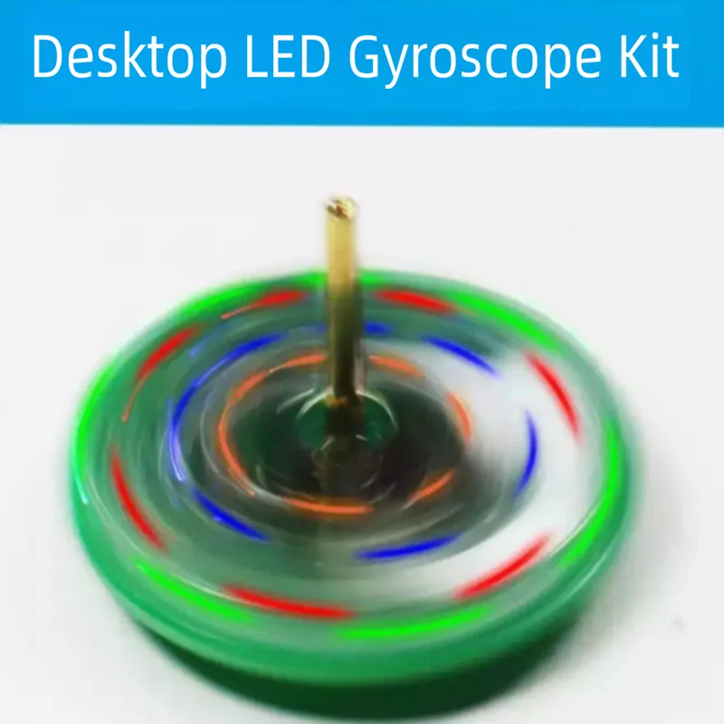 LED Gyroscope Kit DIY Mini Craft Desktop Rotating Color Light Electronic DIY Kit Soldering Skill Practice
