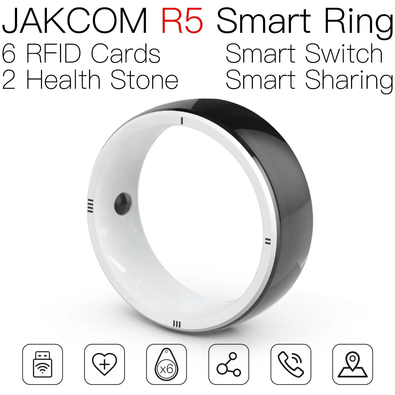 JAKCOM R5 Smart Ring New arrival as anslow official store subtv 12 months code gen2 rfid tag card nfc black screen