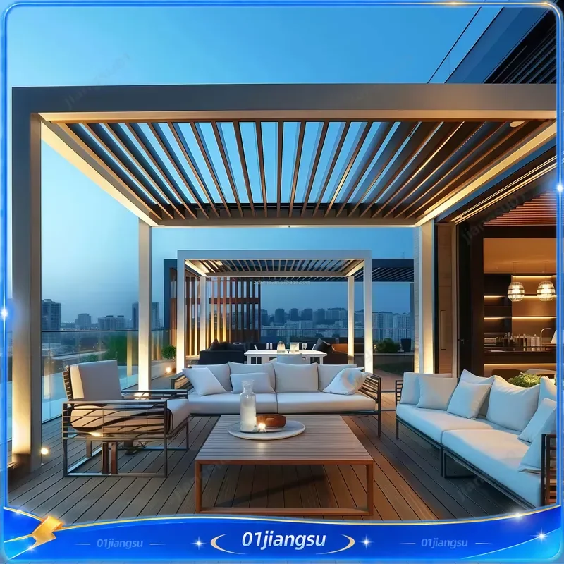 Electric Louvered Roof Pergola Kit Waterproof Aluminum Bioclimatic Gazebo With Motorized Blinds Outdoor Garden Pavilion Shade