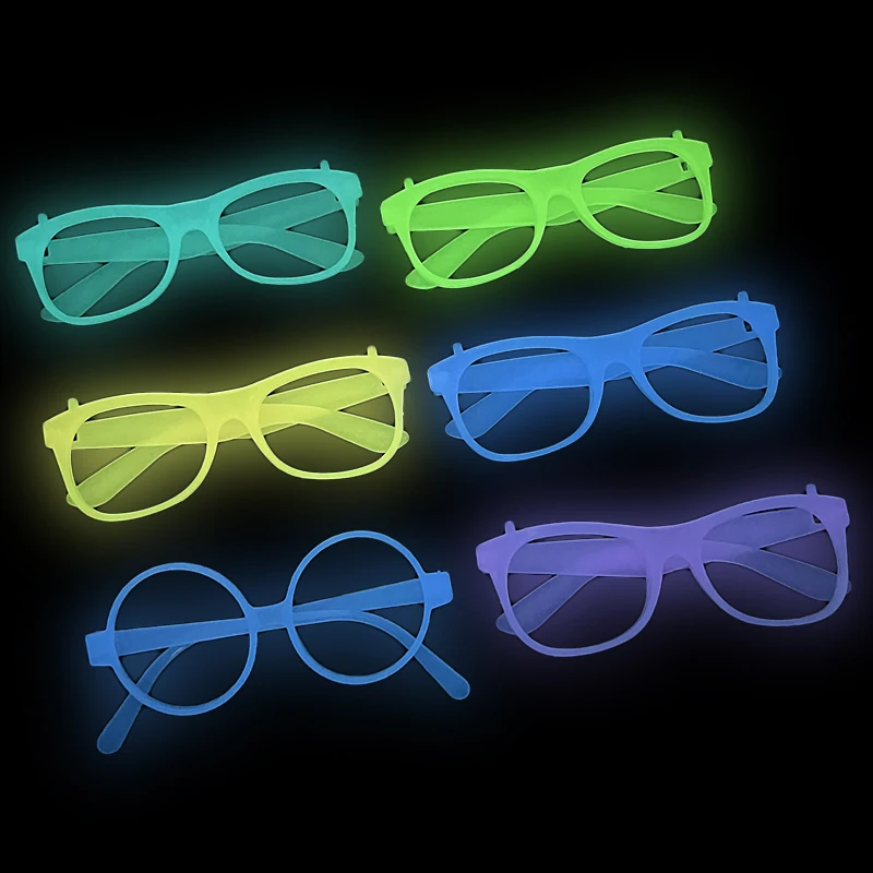 1Pc Luminous Plastic Sunglasses Neon Plastic Glasses Glow In The Dark Bar Party Decoration Photo Props For Kids Adults