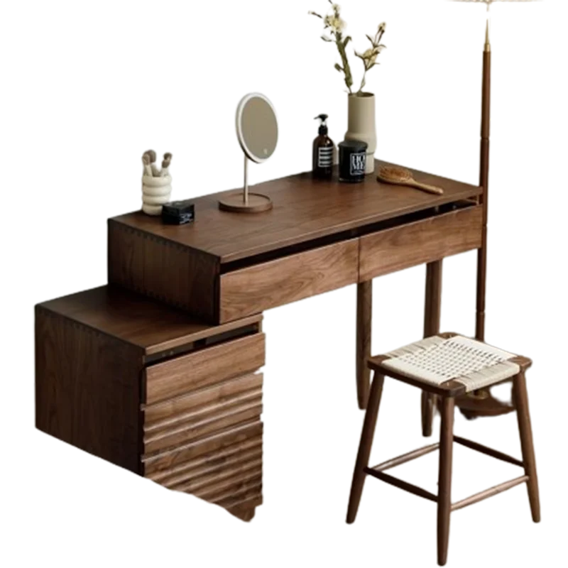 Nordic Women Box Dresser Eithe Stool Brown Wood Modern Hotel Storage Dressing Table Mirror Luxury Comoda Pra Quarto Furniture