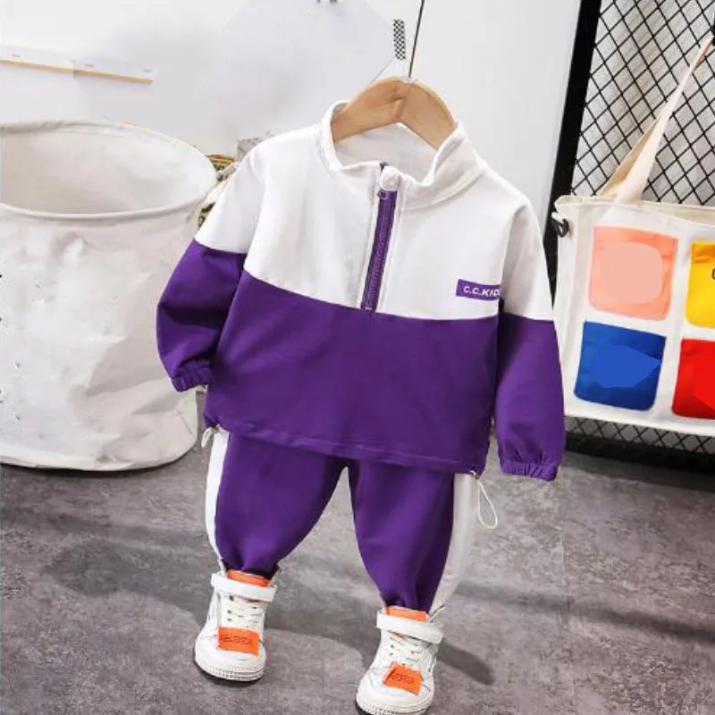 Clothing set for boy and girl spring autumn sports color matching top coat+pants 0-5 year old Beibei fashion children's clothing