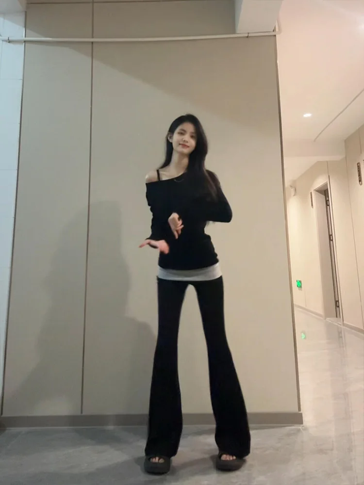 Damskie spodnie capri z niskim stanem, ocieplane, wyszczuplające, patchworkowe, w kontrastowych kolorach, wiosenne, modne, z wąskimi nogawkami.