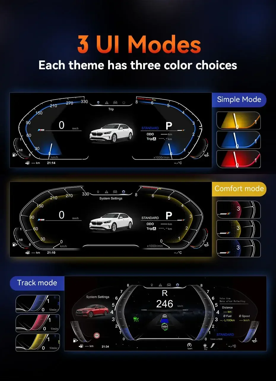 Navihua 12.3 بوصة عرض السيارة الرقمية العنقودية LCD لوحة القيادة نظام لينكس لسيارات BMW 3 Series F30/F31 GT-F34 4 Series F32/F33/F36