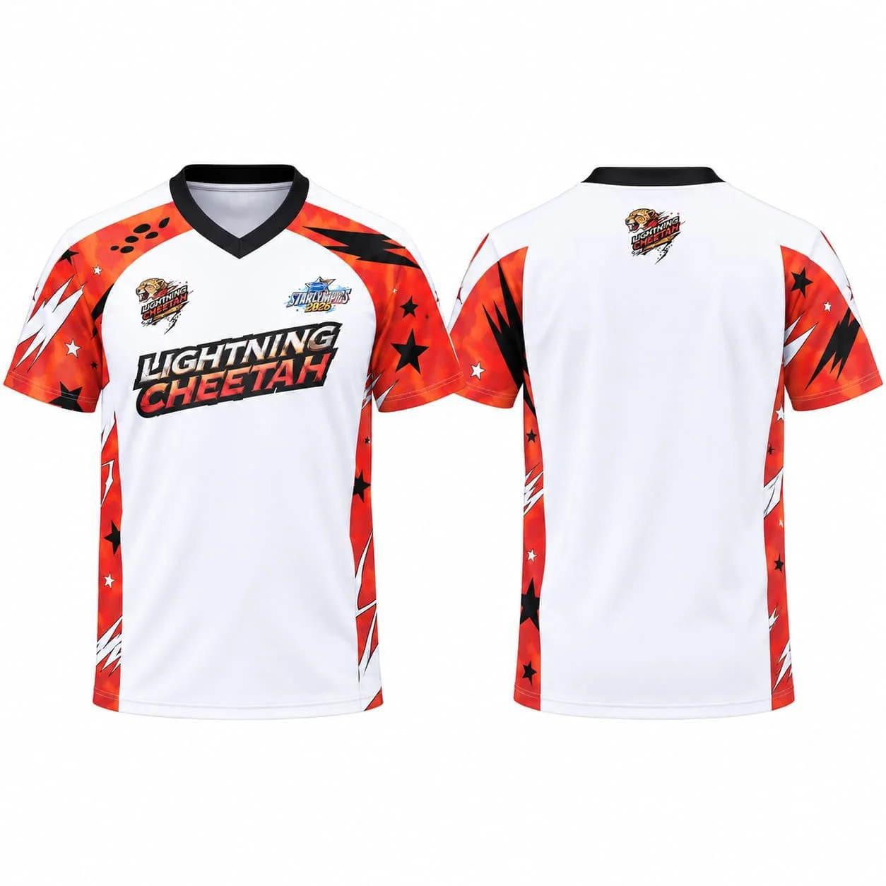 Gmmtv Starlympics 2026 Lightning Cheetah Trikot Thailand Fans Sport Unisex V-Ausschnitt T-Shirt Damen T-Shirt Herren T-Shirt Rotes Team-Trikot – Detail 3