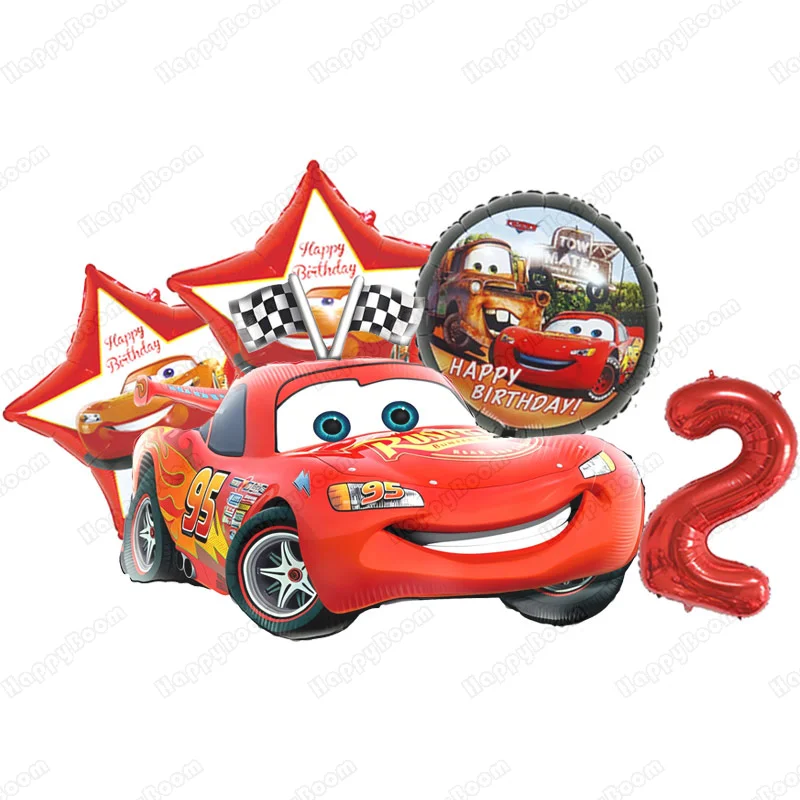 漫画風ライトニングカーテーマのフォイルバルーンセット、数字1 - Lighting Mcqueen Birthday Decor のレビューと価格