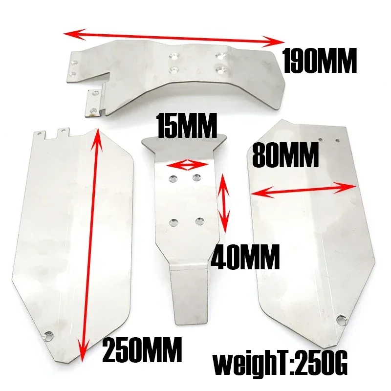 GGRC  4pcs Stainless Steel Chassis Armor Protection Protector Skid Plate for Traxxas Slash 4x4 HQ727 1/10 RC Car Upgrade Parts