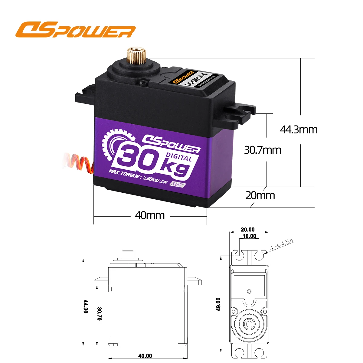 DSpower 30 كجم ميتال جير مقاوم للماء عزم دوران عالي محرك أجهزة رقمية 300 °   6.0 ~ 7.4 فولت لـ 1/8 1/10 RC سيارة روبوت قارب هليكوبتر جزء