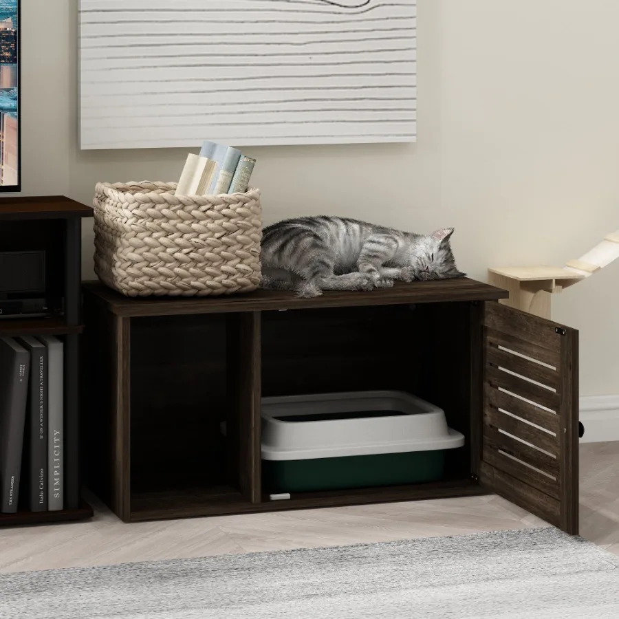 

FH22303EB Peli Farmhouse Hidden Cat Litter Box with Divider Ebony - Идеально для домашнего использования, со скрытым дизайном и встроенной перегородкой.