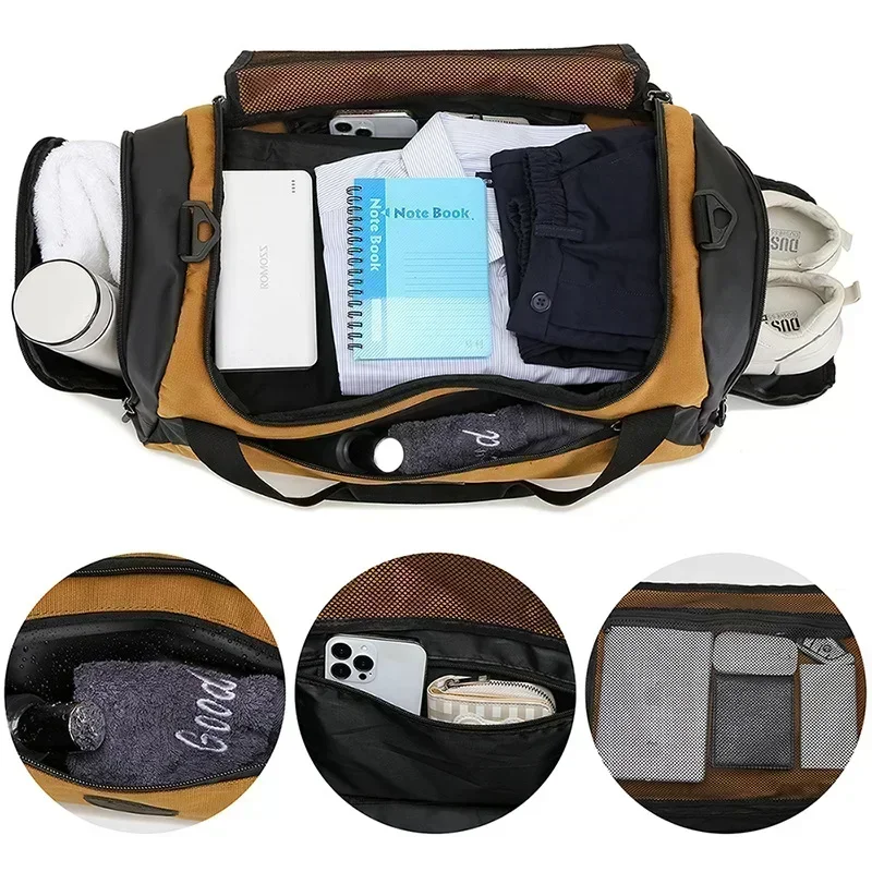 Bolsa deportiva para hombre, bolsa de viaje de gran capacidad con compartimento para zapatos, bolsa de gimnasio con bolsillo seco y húmedo, mochila para entrenamiento, deportes de baile y gimnasio