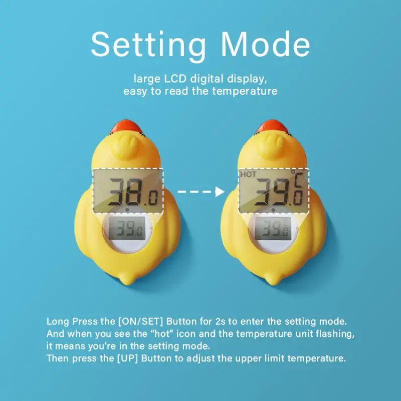 Swimming Pool Water Bath Thermometer, Cute Yellow Duck Floating Baby Bath Tool Hot Low Temperature Alarm Waterproof Kid Toy