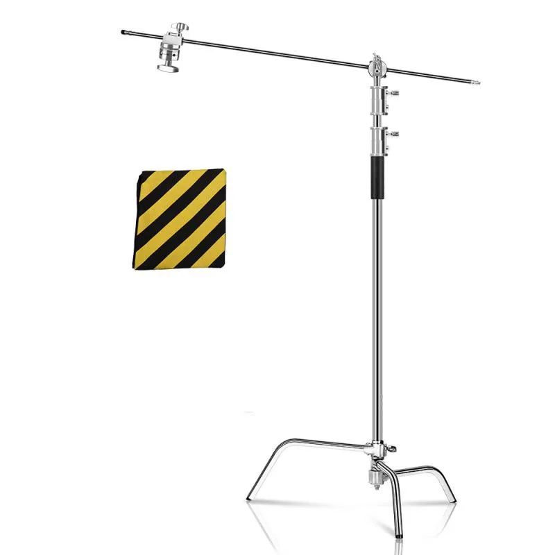 2.6/3.3M C-Stand StandPhotography Stainless Steel with Boom Arm and Grip Head Upgraded Max Height 260cm Adjustable Magical Leg