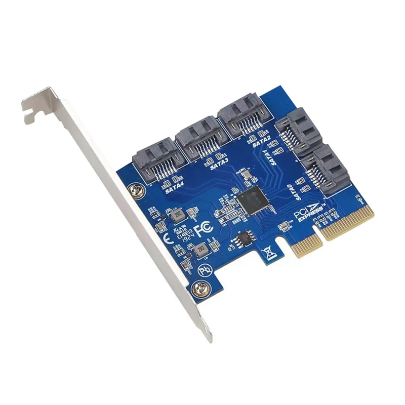 Top-PCI-E Riser Card PCIE 3.0-4X To 5 SATA Expansion Card PCIE To SATA Riser Card Adapter Card For PC