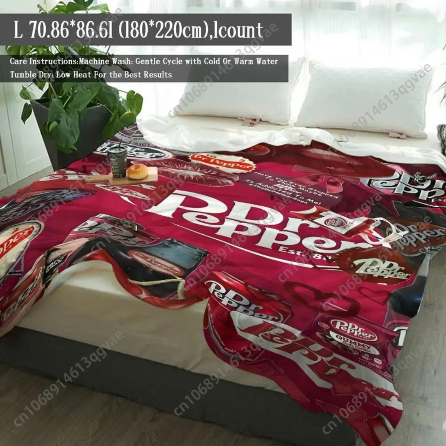 Dr Pepper Beverage Pattern Blanke Soft ThrowBlanket Air-conditioned Room Blanket WarmNap Blanket for Home Office Travel Campin
