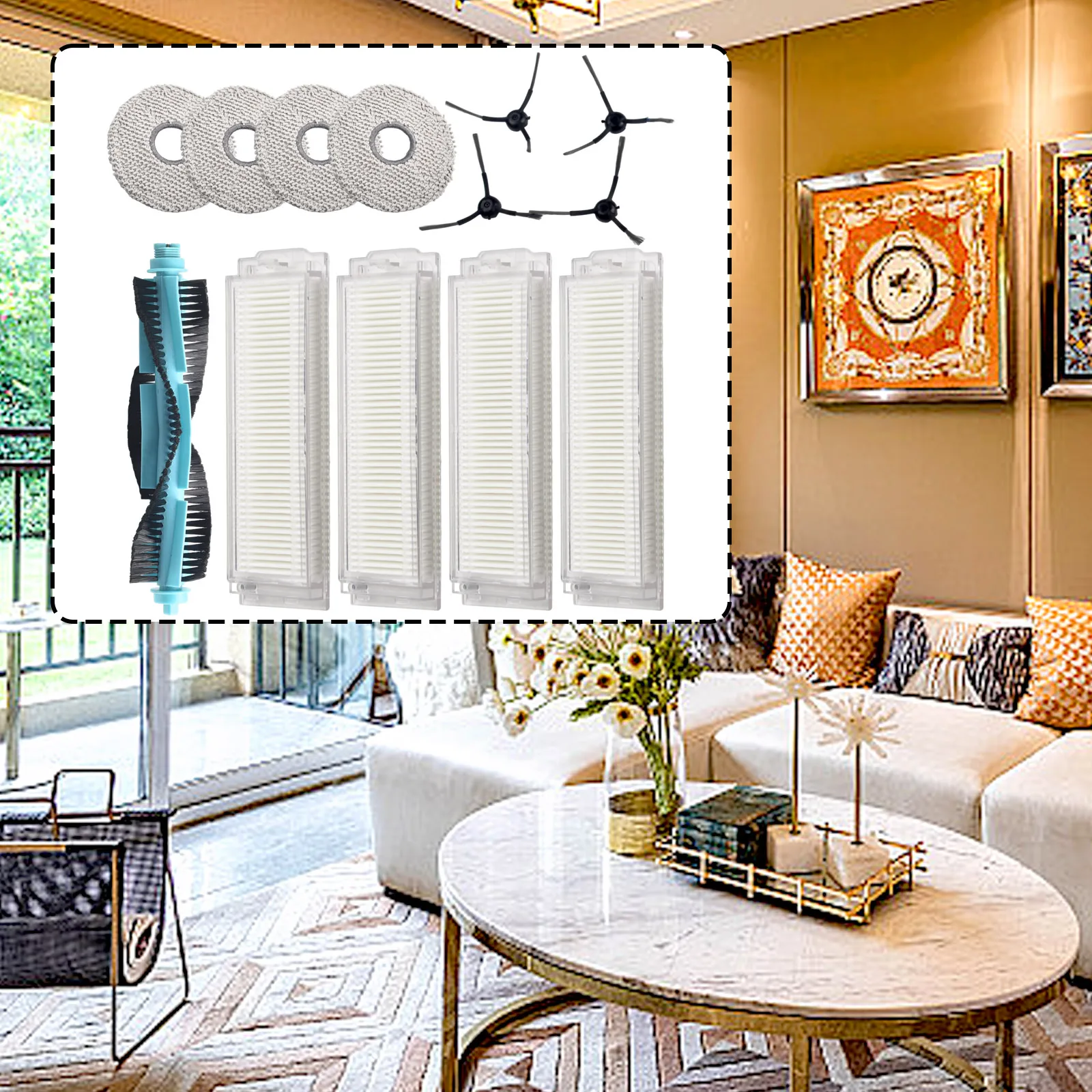 For Cecotec For Conga 11090 Spare Part Collection Featuring Side Brush Roller Brush Filter and Mop Cloth Components