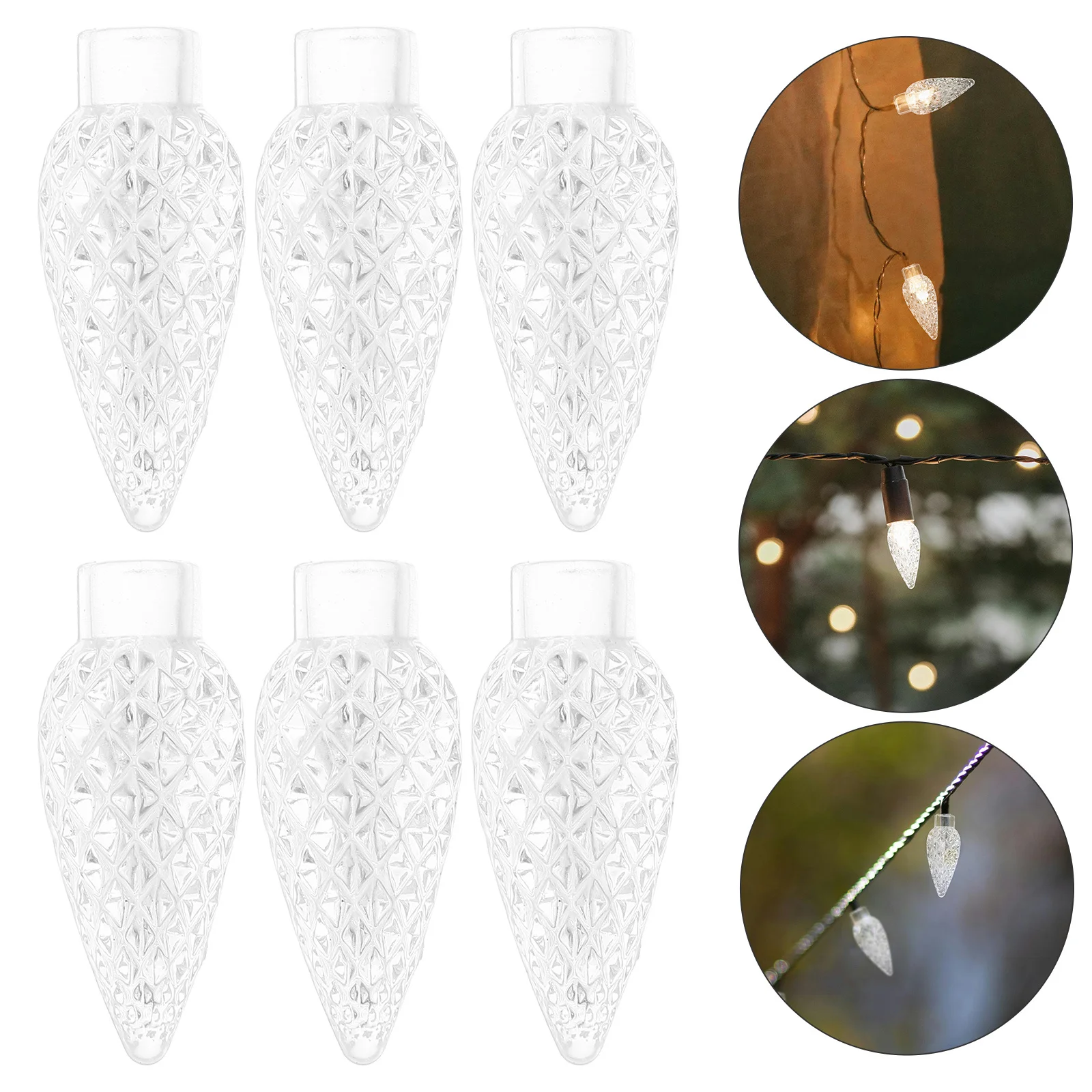 

100pcs Plastic Pointed Hangings Night Bulbs LED Replacement Shade Outdoor Decor Novelty Covers Christmas Lighting
