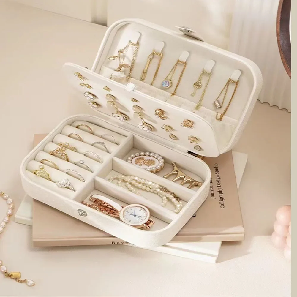 Jewelry Earring Ring Necklace Storage Box Holder Organizer Jewelry Display Portable Travel Jewelry Zipper Case Storage Boxes