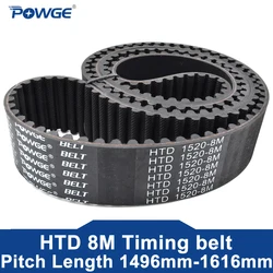 POWGE HTD 8M Timing belt Lp=1496 1504 1512 1520 1528 1536 1544 1552 1560 1568 1576 1584 1592 1600 1608 1616 Width 15-50mm Rubber