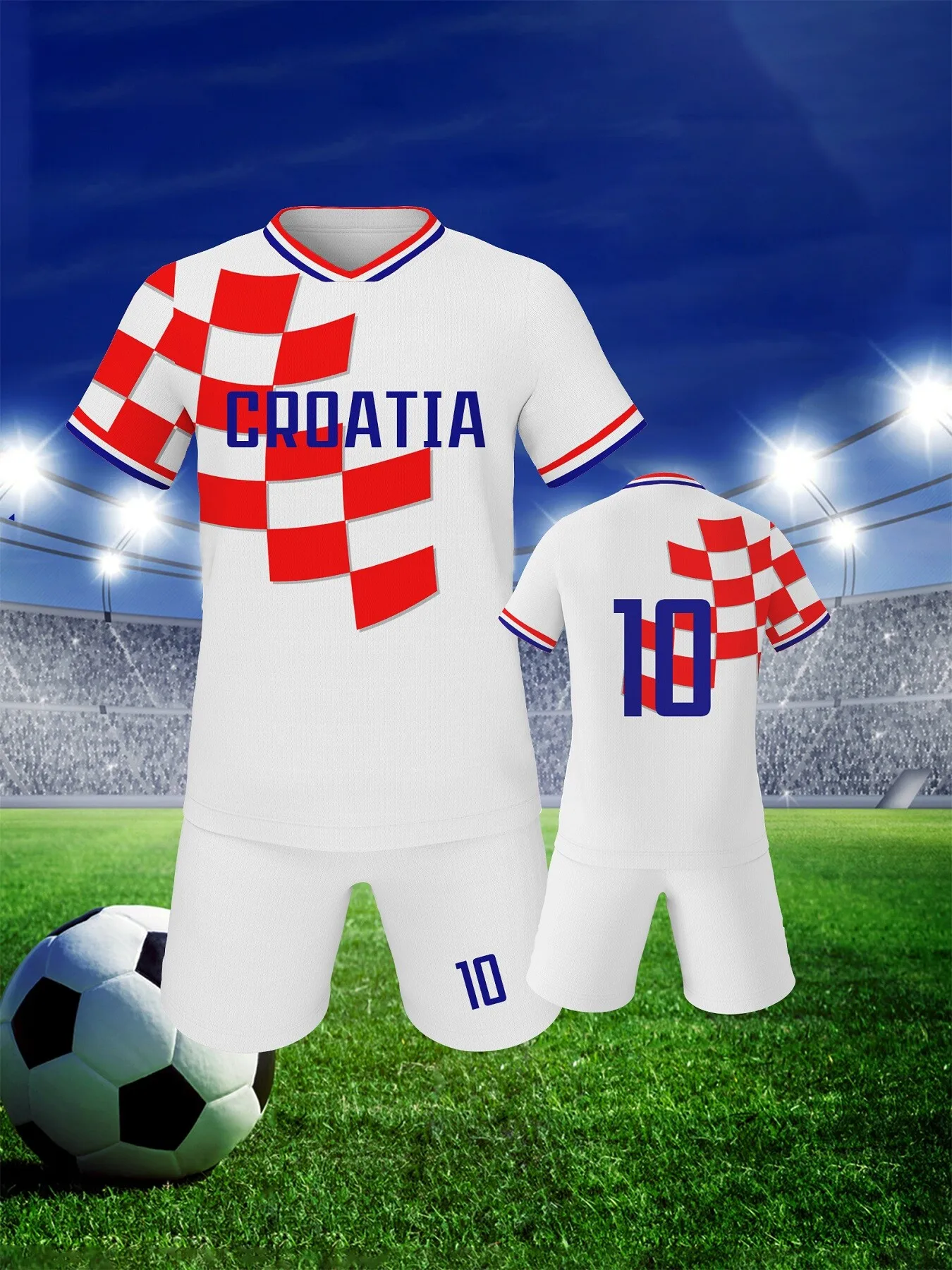 Croatia Football Jerseys Set Breathable Soccer Practice Jersey Outfits Training Uniform Tracksuit Number 10 Football Clothing