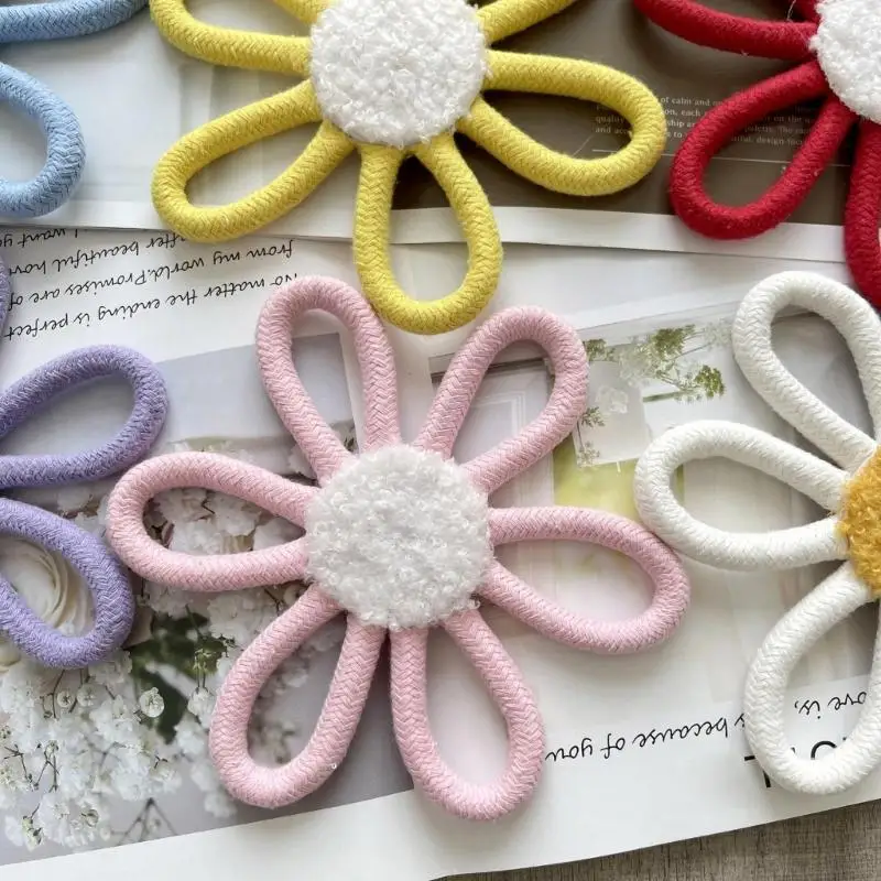 6Pcs Handmade Woven Flower Ornaments Cotton Rope Colorful Flower Kid Room Wall Hangings Nursery Wall Decors Girl Gift D5BD