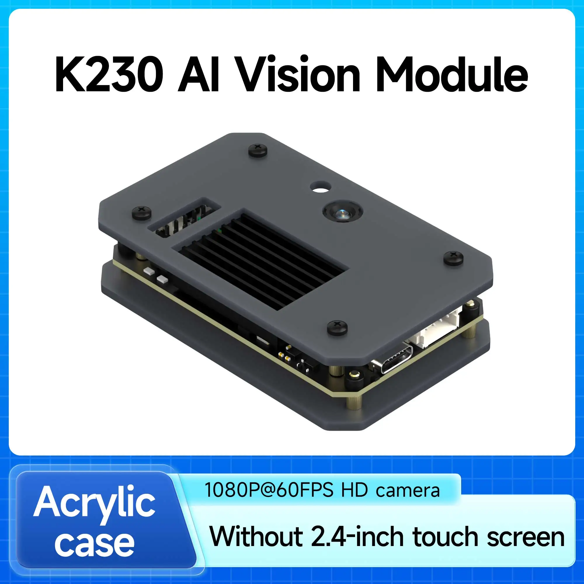 

Модуль AI Vision K230: 2-мегапиксельная камера, компенсация 6TOPS, акриловый корпус для проектов роботов своими руками