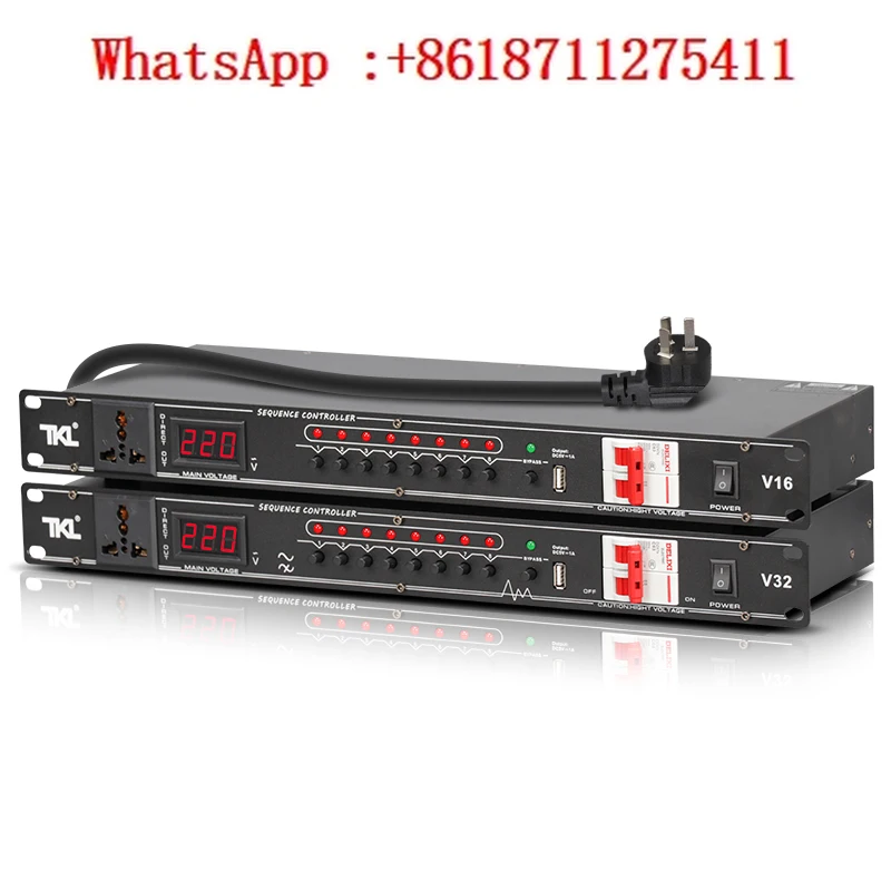 

TKL V16 power sequencer manager with 8-channel filtering, stage audio amplifier, high-power computer central control