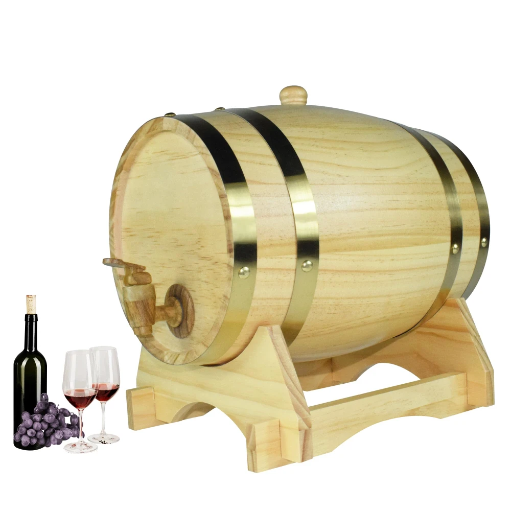 Distributeur de whisky en bois avec fûts de vieillissement en copeaux de chêne, carafe, petit récipient à vin, sans fuite pour le stockage du vin, des spiritueux et des liqueurs