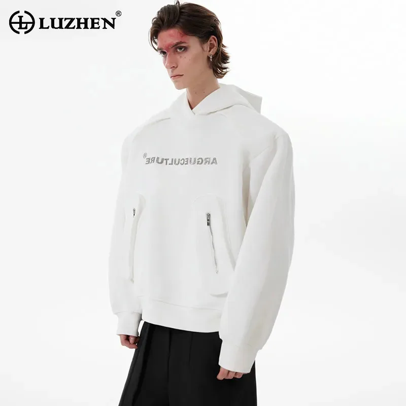 

LUZHEN оригинальные пуловеры, осенняя простая толстовка с капюшоном, наплечники, повседневные свободные мужские пальто с буквенным нишевым дизайном, молодежные JY4754