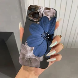 For iPhone 17 16 15 14 13 12 11 Pro Max Shockproof Blue Floral Pattern Phone Cover For iPhone 16 Plus 17 Air Soft Silicone Case