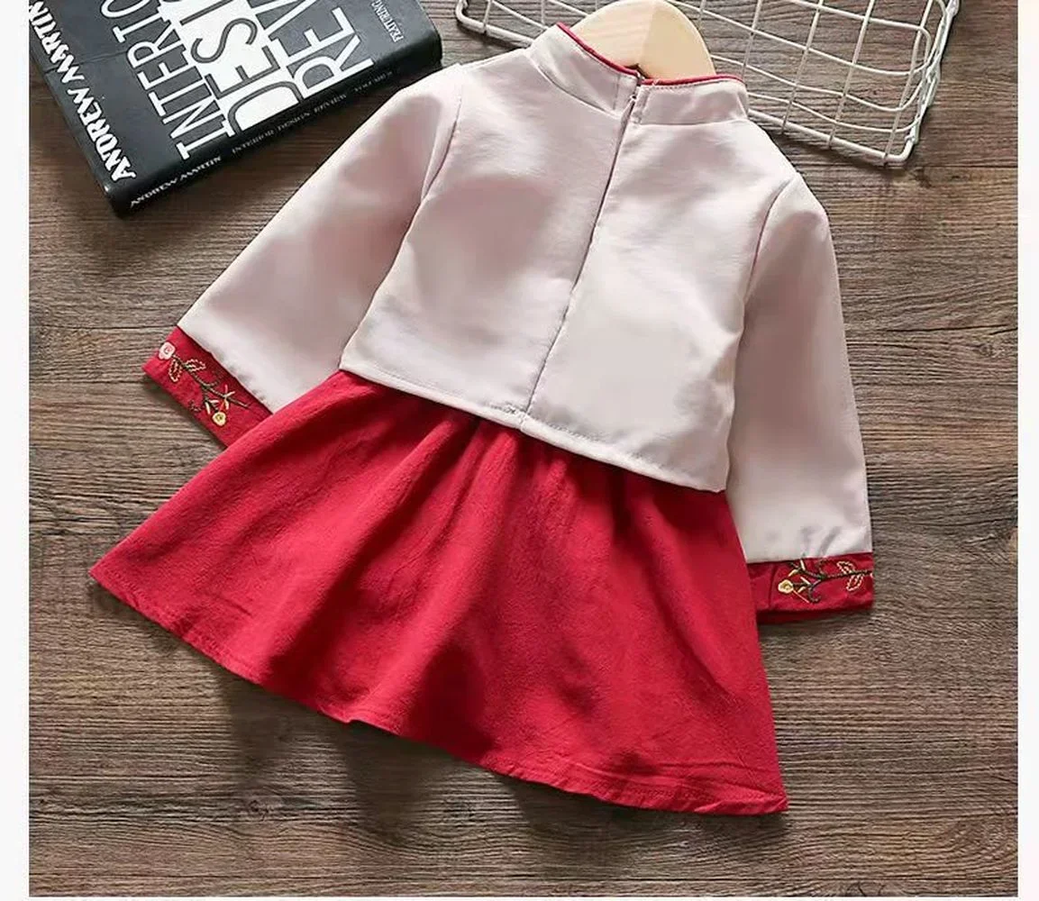 2pcs Set Baby Chinese Traditional Dress for Girls Hanfu New Year Clothing Halloween Costumes Embroidered Toddler Tang Suit