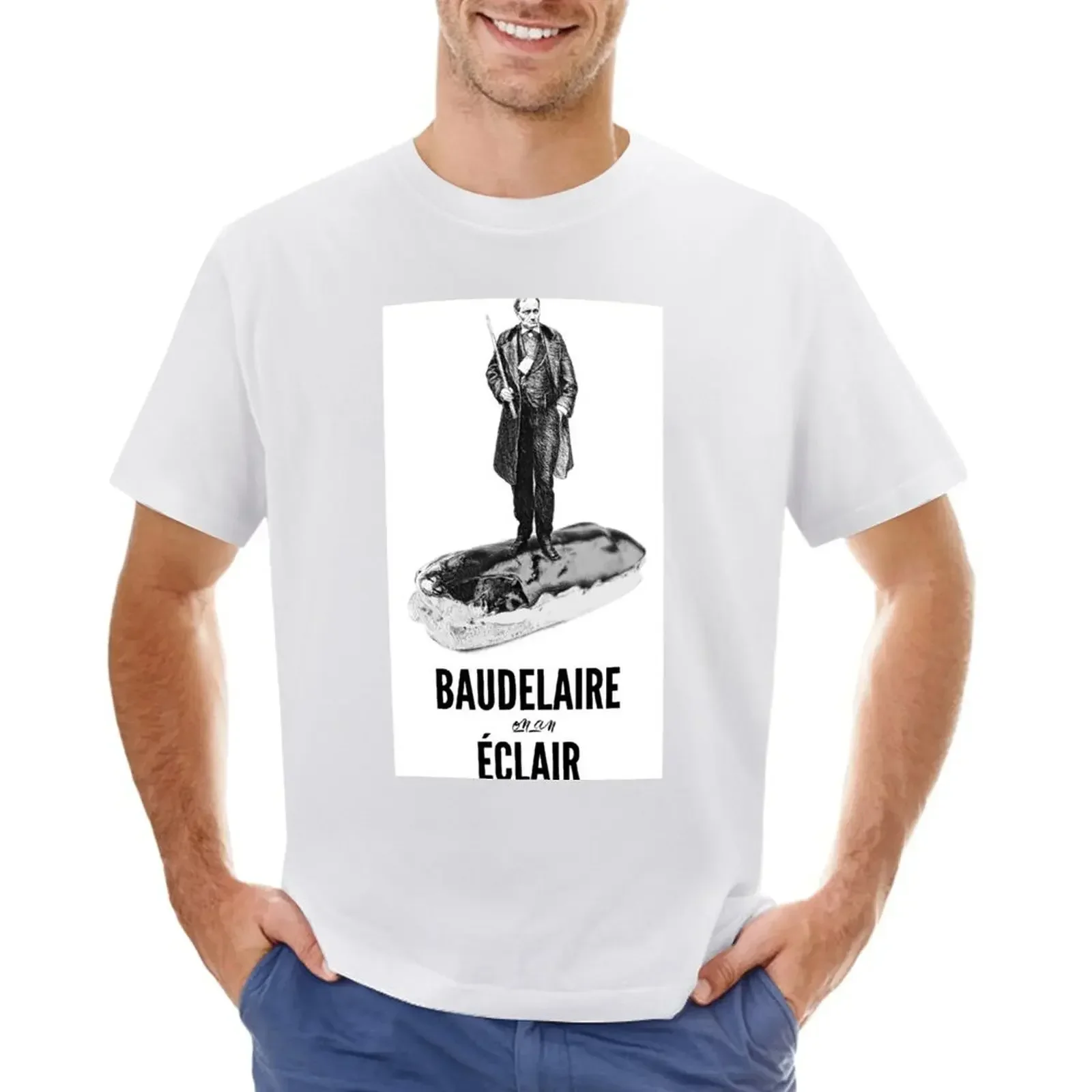 Poets & Pastries: Baudelaire on an Eclair T-Shirt oversizeds street wear cute tops for a boy oversized t shirt men