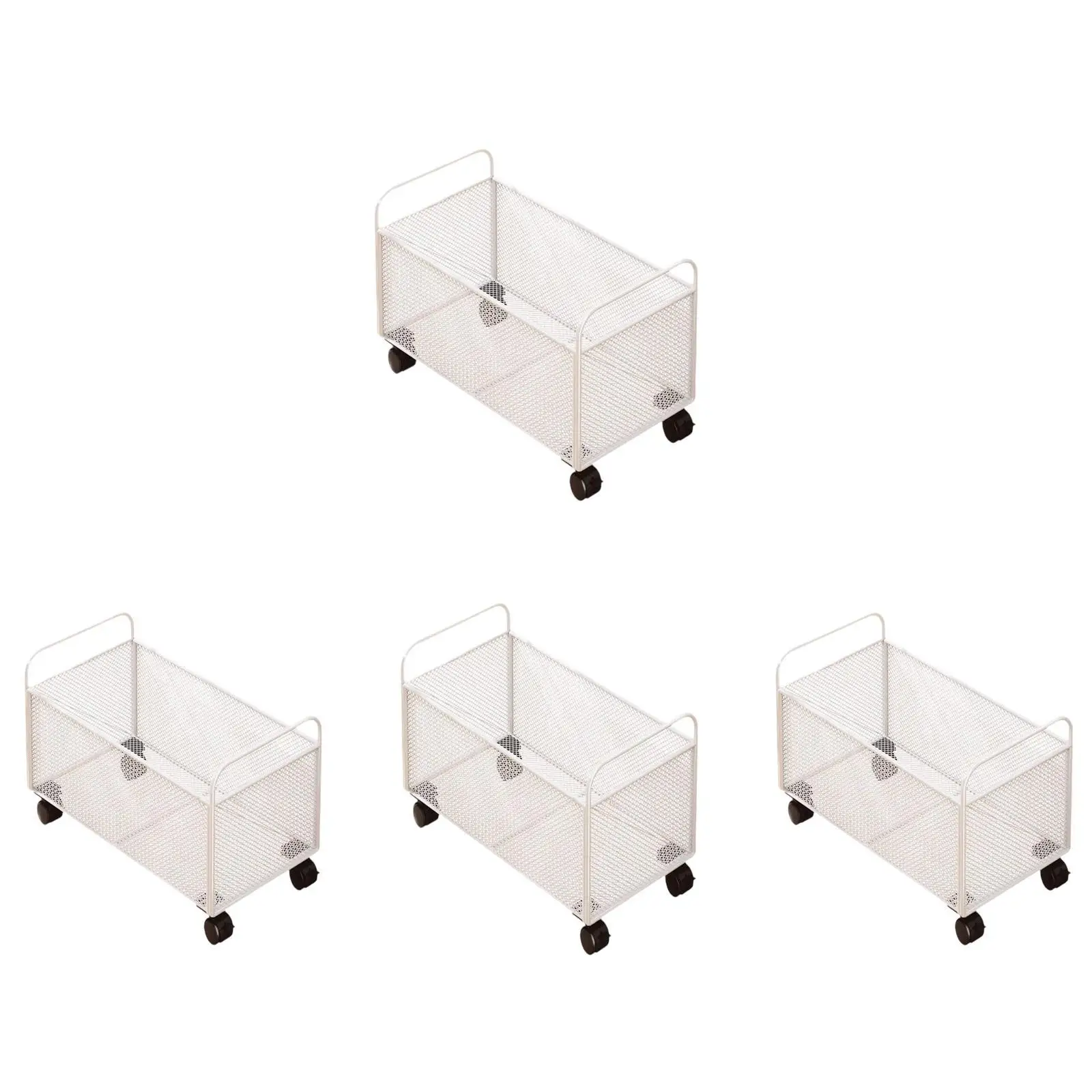 Organizer Cart Heavy Duty Mesh Iron Rolling File Storage Box Basket Multi Use Book Shelf for Office Home