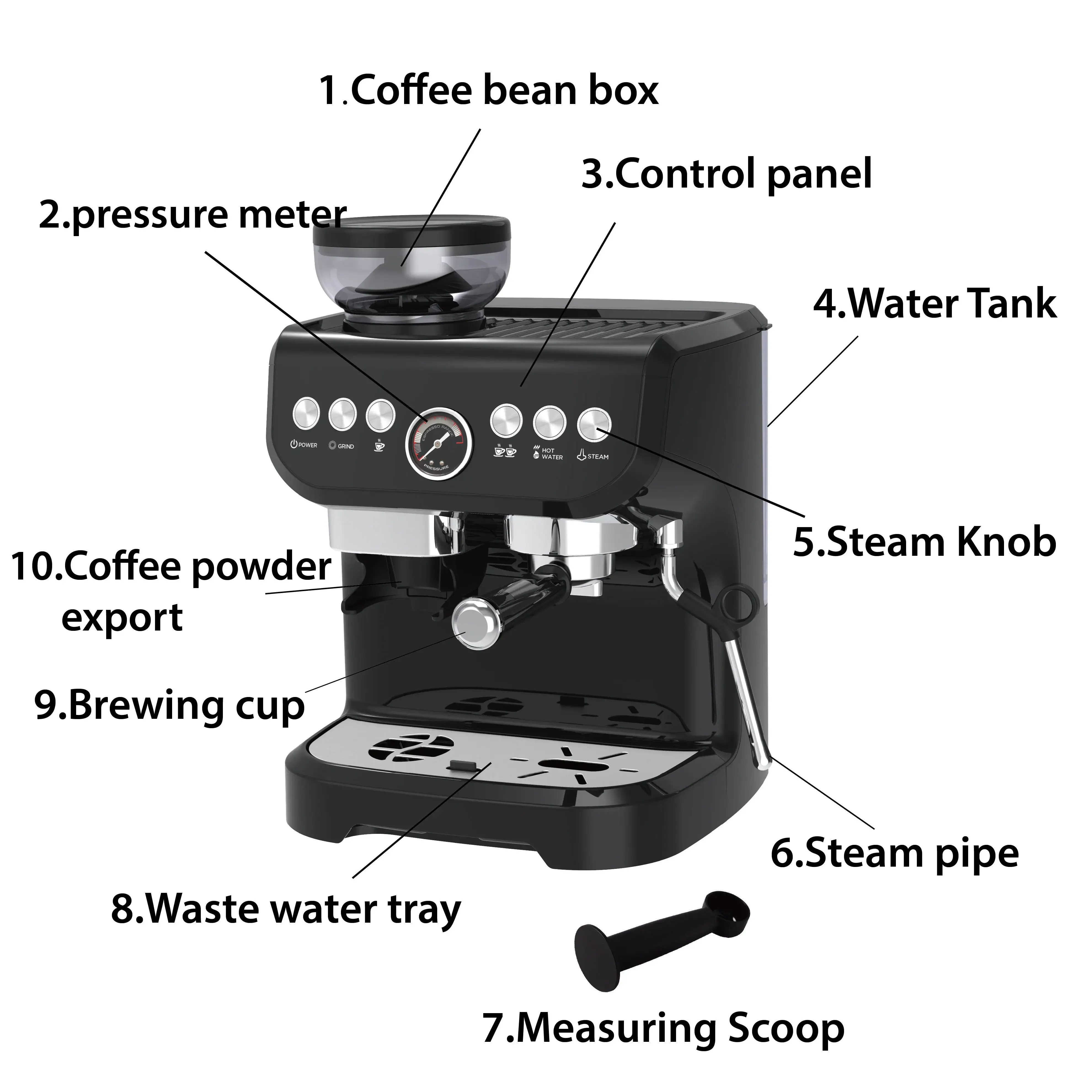 Stelang China Espresso Coffee Brewer Machine Professional Commercial Italy 3 In 1 19bar Coffee Maker