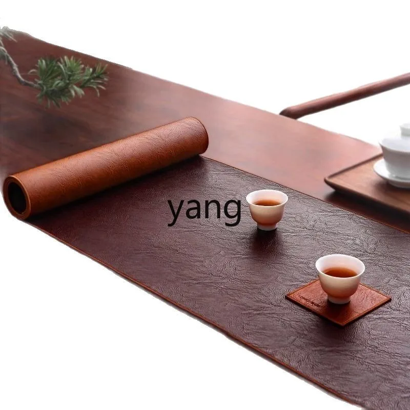 

lmm leather tea table waterproof table flag new Chinese zen tea flag light luxury tea table mat