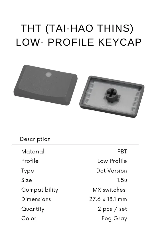 THT Low Profile Choc Keycaps No Engraved Gaming Key Caps Mechanical Keyboard Low Switch MX Keycap Suitable MX and Choc V1 Switch