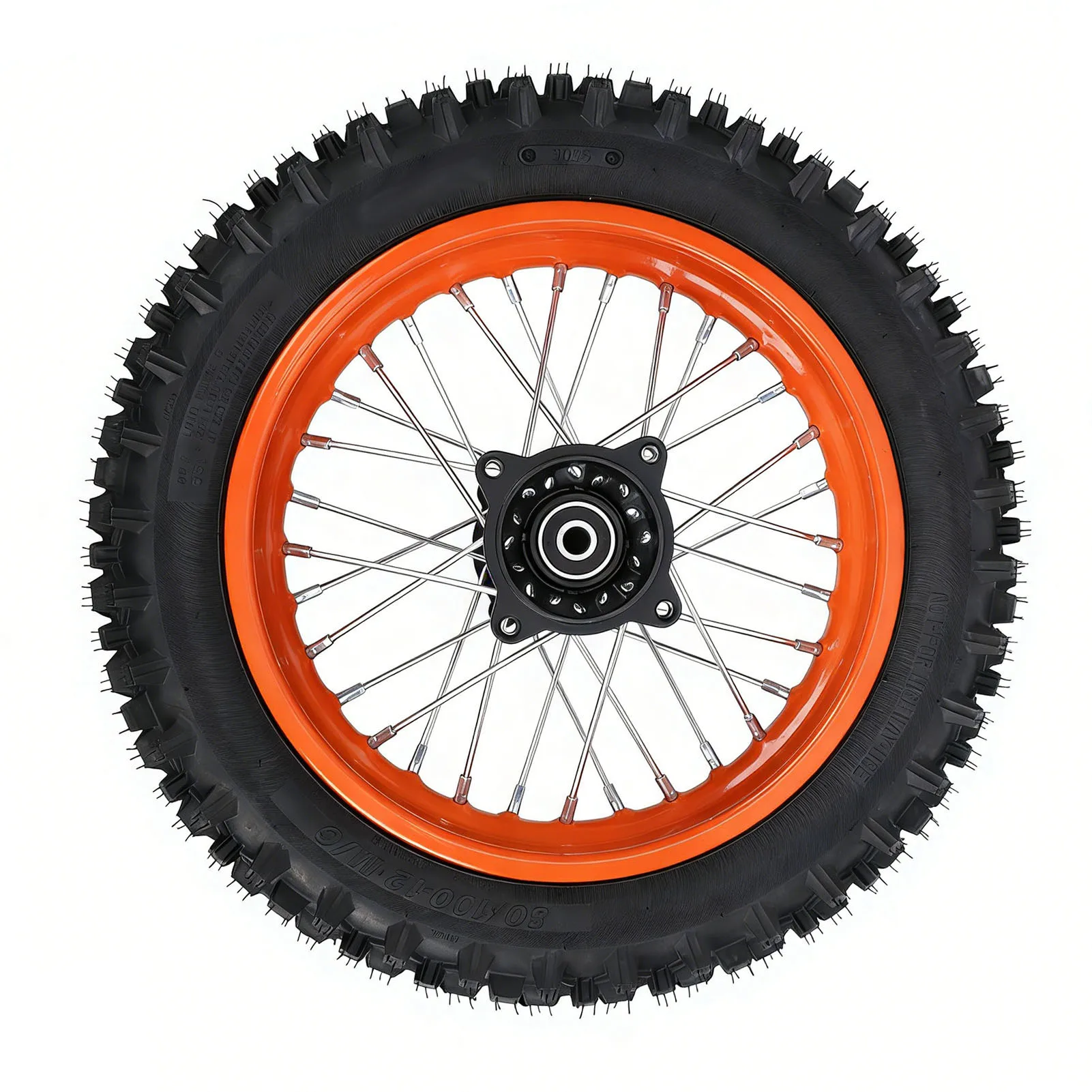 12 Inch Rear Wheel Rim Tire Assembly Replacement for Tuttio Soleil01 Electric Dirt Bike 80/100-12 Wheel Inner Tube Rim