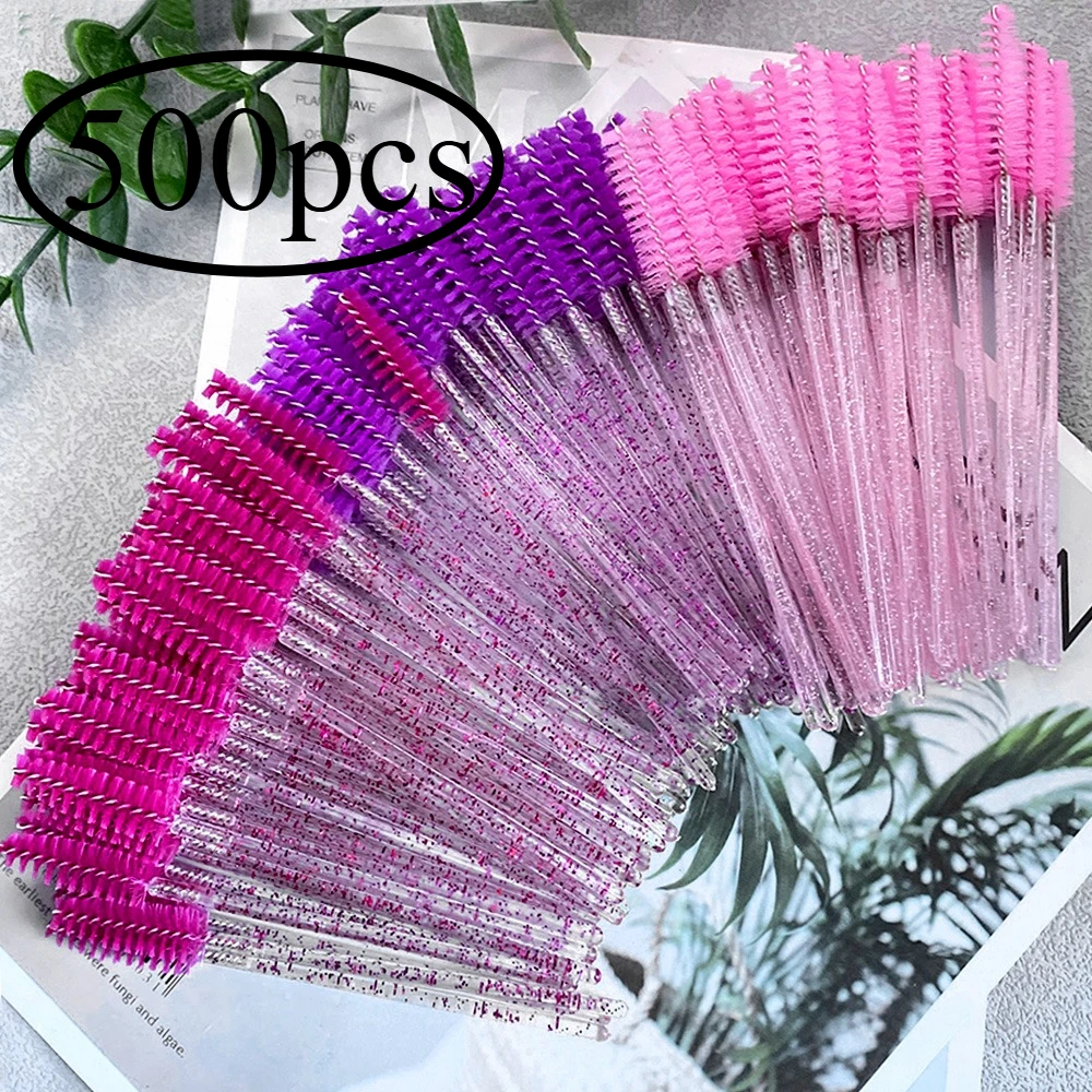 500 قطعة فرشاة ماكياج رمش المتاح كريستال الماس مقبض عصي الماسكارا رمش تمديد أداة Spoolie الصولجانات ل الماسكارا #1
