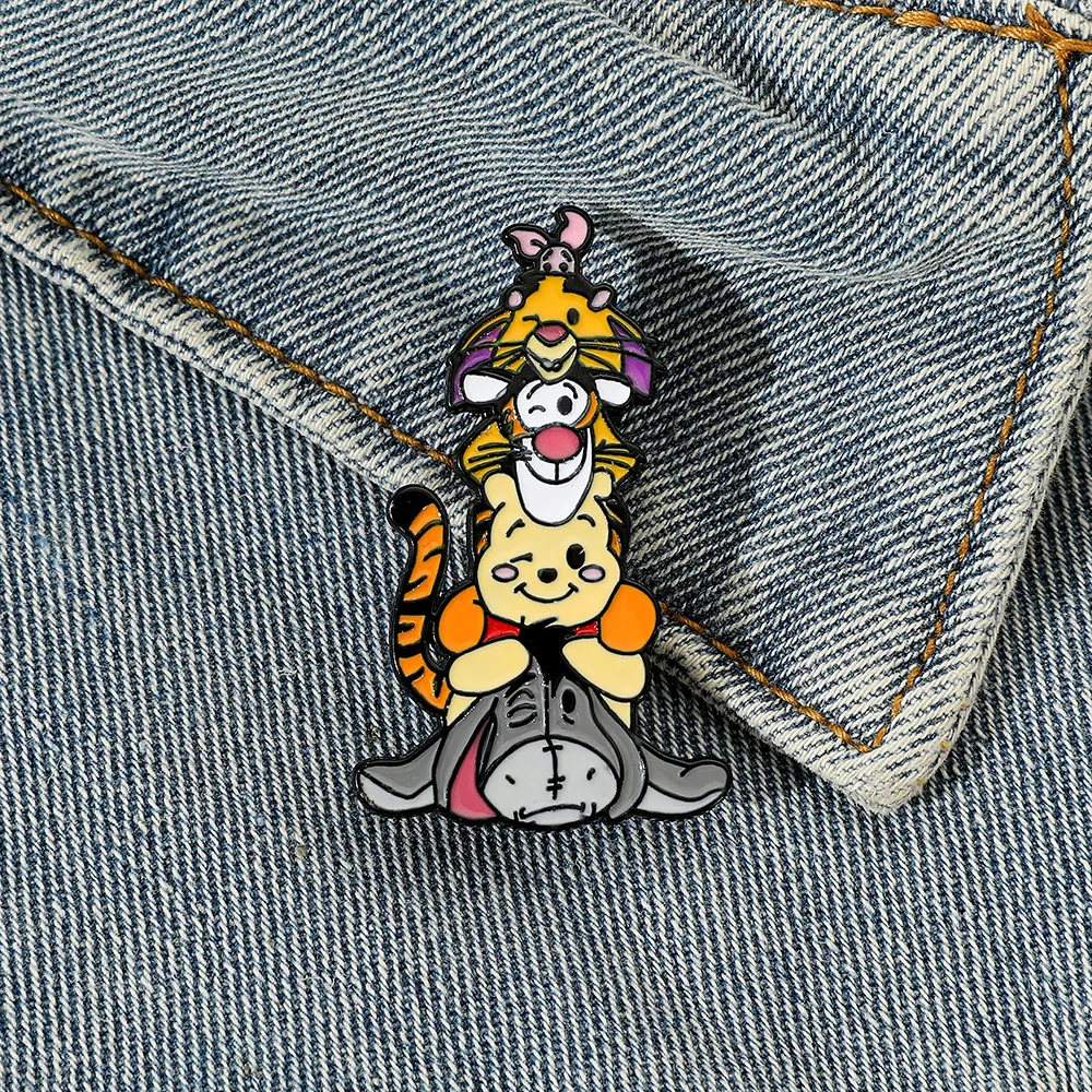 Anime Disney Winnie The Pooh Enamel Pins Cool Character Brooch Clothing Backpack Lapel Badge Fashion Jewelry Accessories Gifts