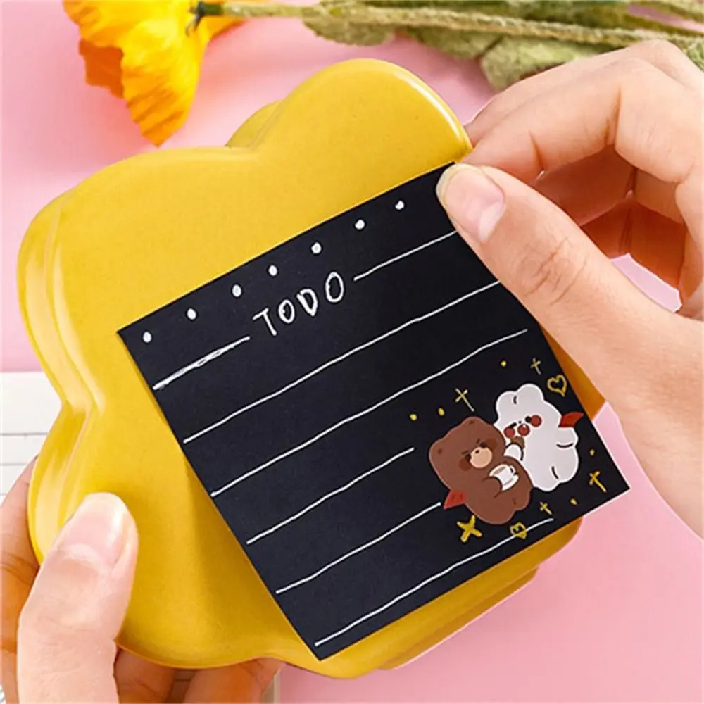 Student Children Self-adhesive Sticky Notes Message Notes 50 Sheets Black Notepads Square Self-Stick Memo Pad Writing Pad
