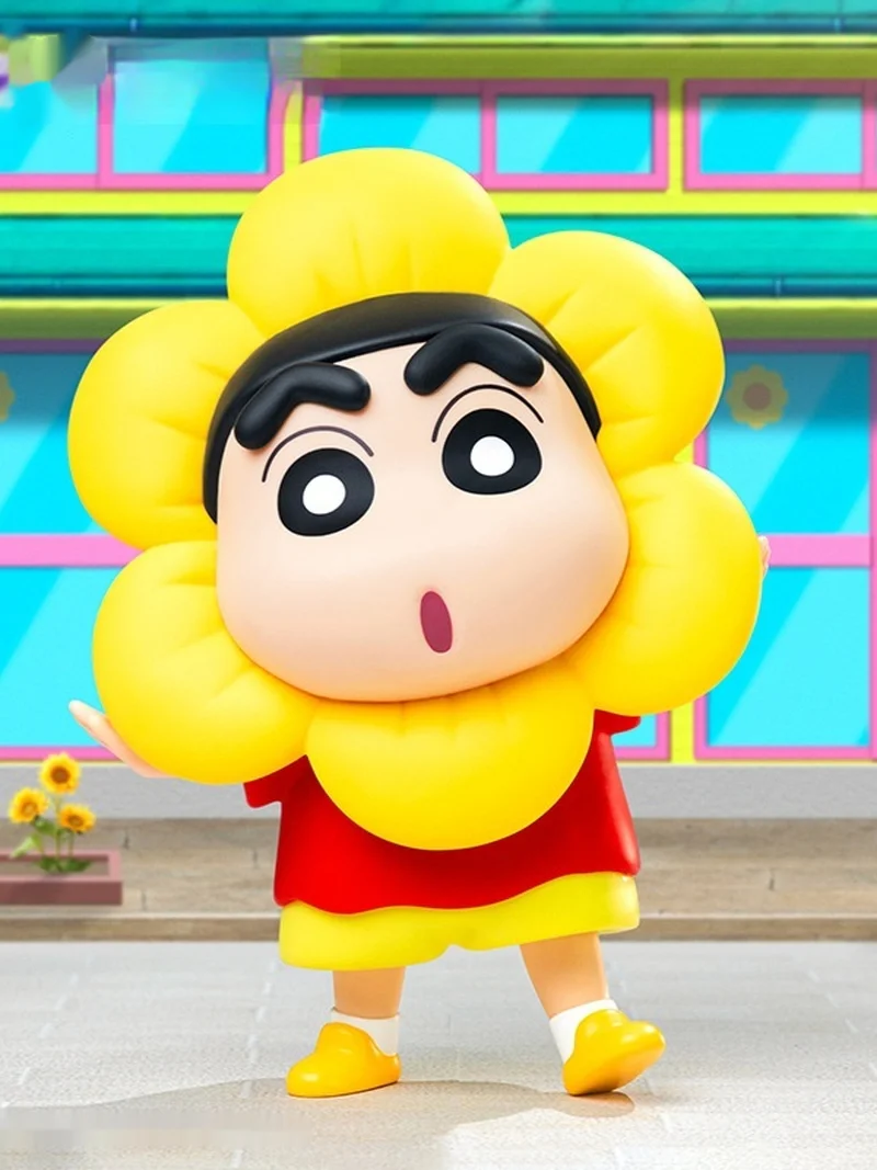 Funism Crayon Shin Chan Sonnenblumenfigur Schreibtischdekoration Sammlerstück Spielzeug für Büroarbeitsplatz und Heimdekoration