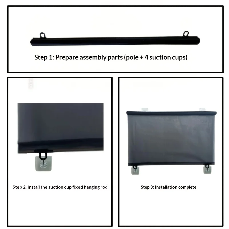 1pc/set Suction Cup Sun Shade,No-Drill Roll-Up Blackout Curtain,Freely Retractable and Adjustable Protection and Heat Insulation