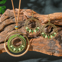 3pcs Vintage Boho Jewelry Set Pendant Necklace Dangle Earrings Geometric Round Statement Party Decors Daily Wear Gifts Party