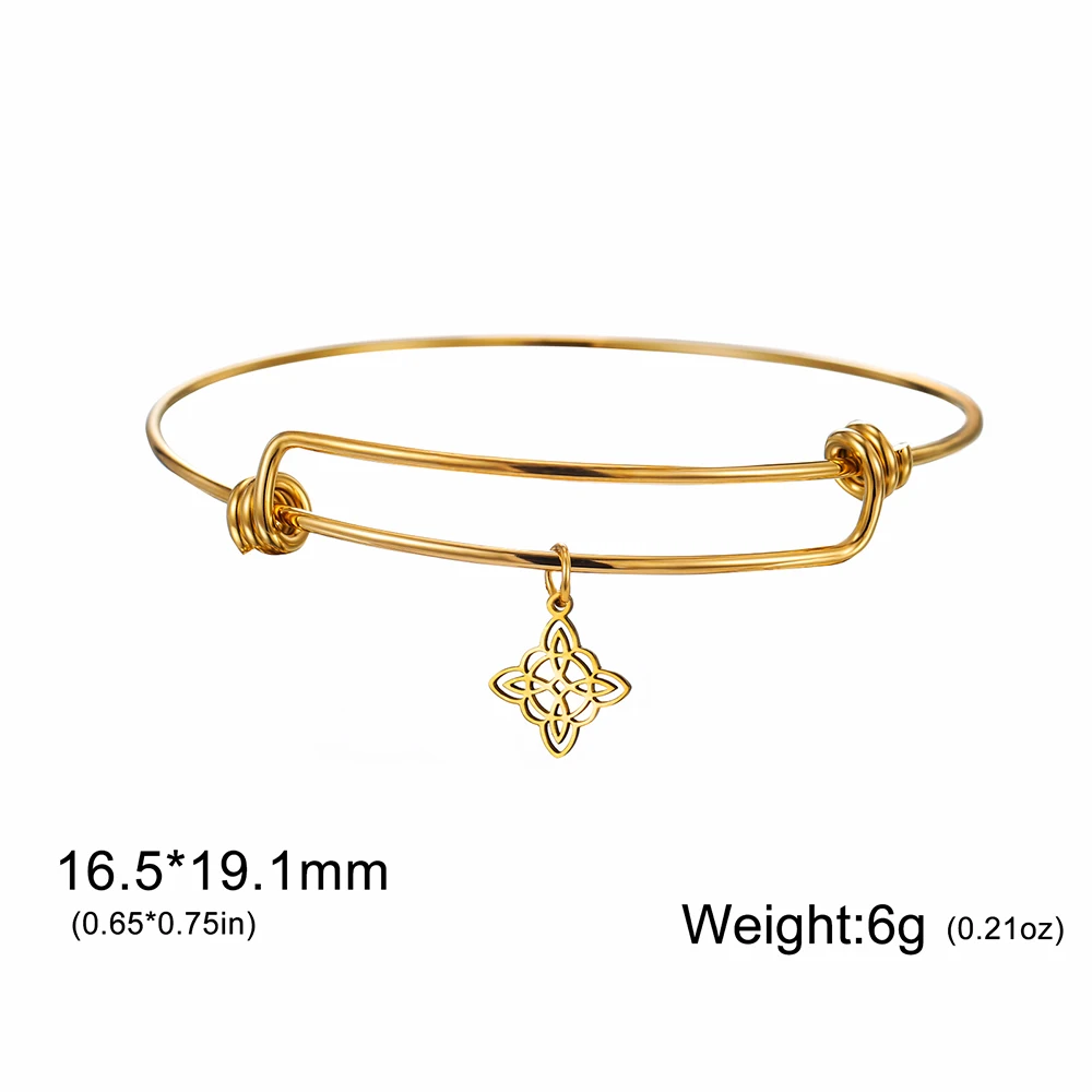 Dawapara Witch Knot Charm Bangle Adjustable Magic Wiccan Symbol Irish Good Luck Amulet Stainless Steel Bracelet Couple Jewelry - view 6