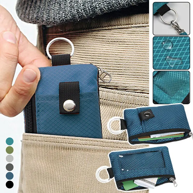 New 2024 RFID Blocking Small Wallet with ID Window Waterproof Zipper Case Pouch with Lanyard Keychain for Cards Cash Coin Purse