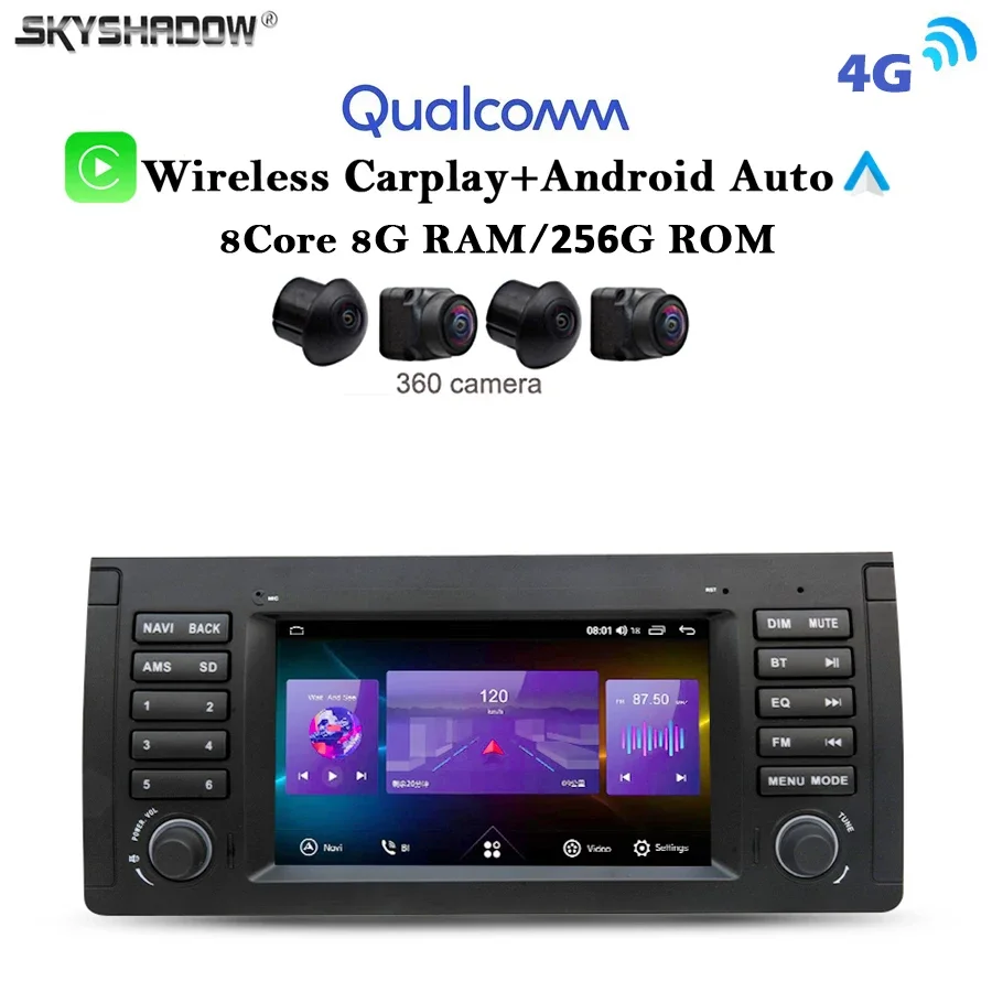 12G+256G Carplay Auto Android 13.0 IPS DSP Car DVD Player GPS map WIFI Bluetooth RDS Radio For BMW M5 E39 X5 E53 Range Rover